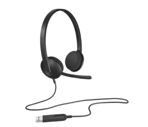 Logitech H340 black USB computer headset with noise-cancelling microphone