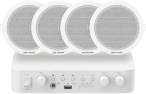 HIKVISION DS-QAE0KA60206-4HOTAnalog Audio Kit with 60W Analog Amplifier and 4* 6W Ceiling Speakers