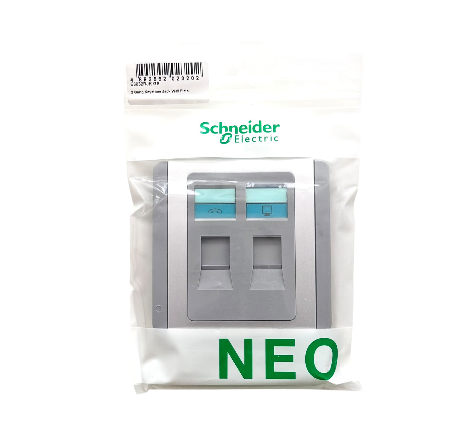 Schneider Electric E3032RJK-GS 2 Gang Keystone Wall Plate Schneider Electric E3032RJK-GS 2 Gang Keystone Wall Plate